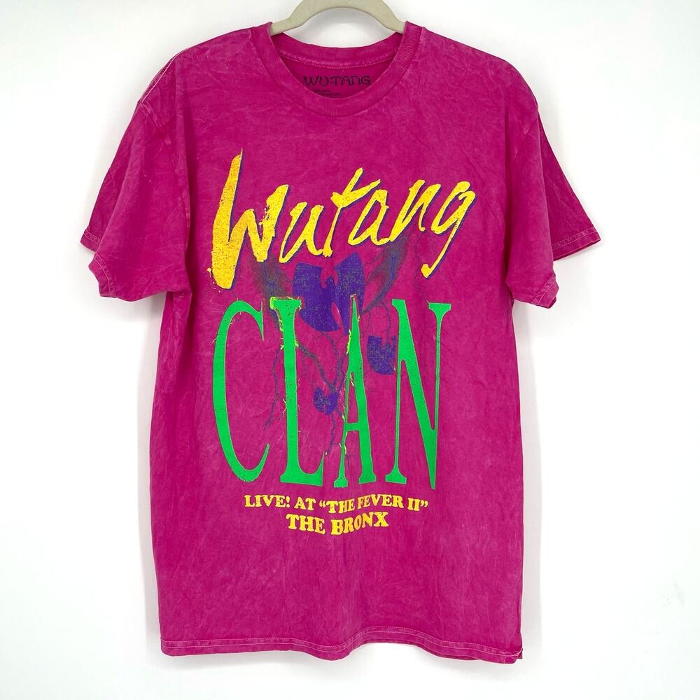Wu-Tang Clan Live At The Fever II The Bronx T-Shirt Hot‎ Pink Acid Wash Large